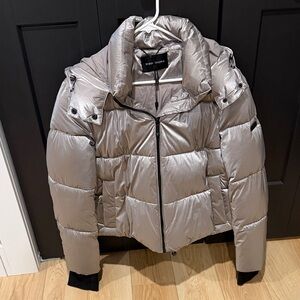 BCBGMaxAzria Metallic Gray Puffer Jacket